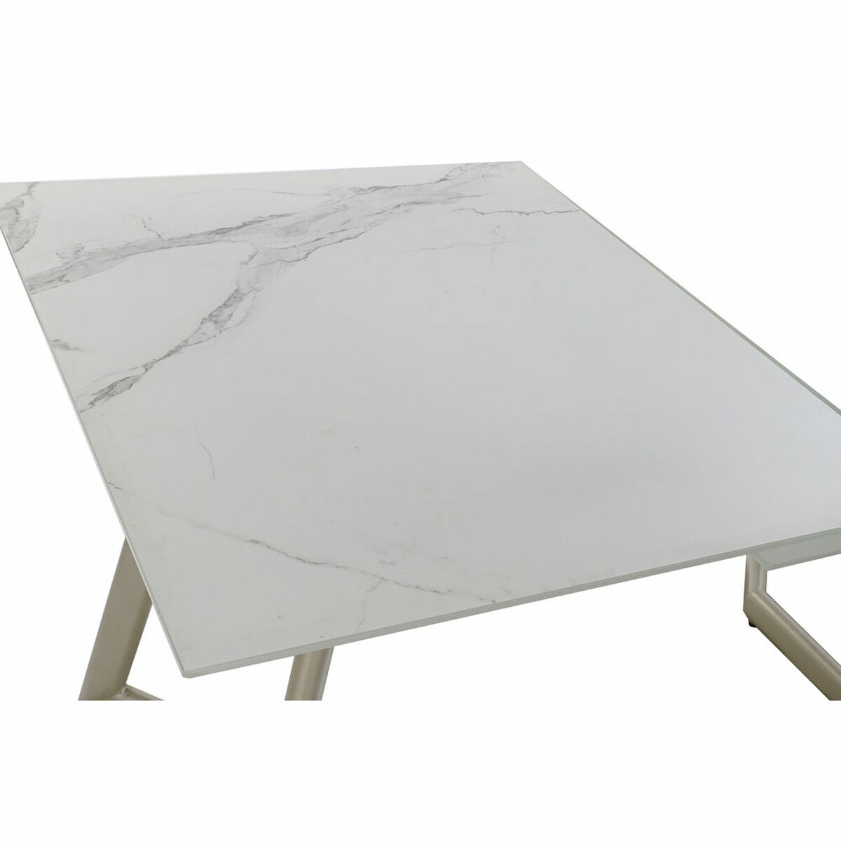 Mesa de Comedor DKD Home Decor Cristal Dorado Metal Blanco (140 x 80 x 76 cm) 4 S3032758_3