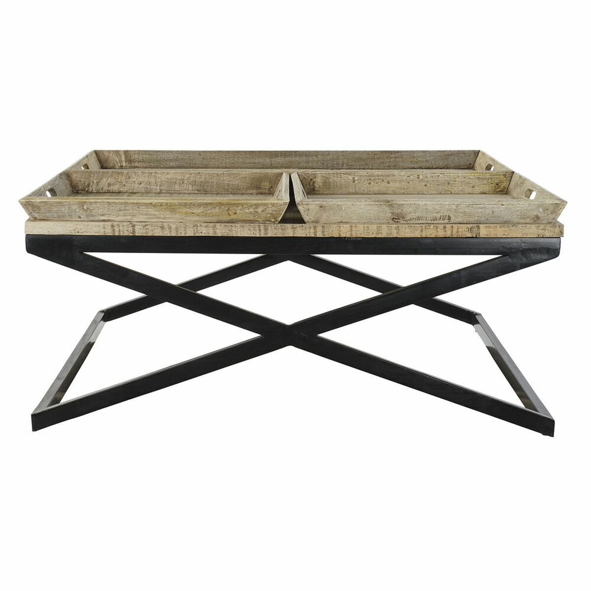 Mesa de Centro DKD Home Decor Negro Natural Madera Metal 120 x 120 x 55 cm 6 S3033101_5