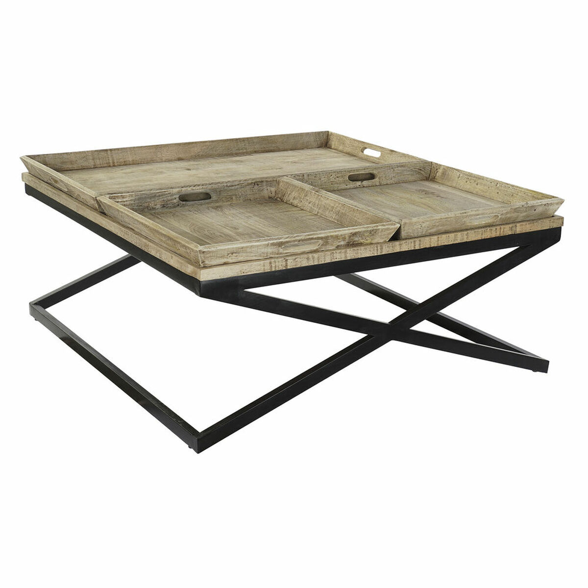 Mesa de Centro DKD Home Decor Negro Natural Madera Metal 120 x 120 x 55 cm 8 S3033101_7