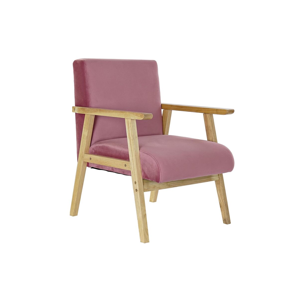 Butaca DKD Home Decor Rosa Poliéster Madera MDF (61 x 63 x 77 cm) 1 S3023739_0