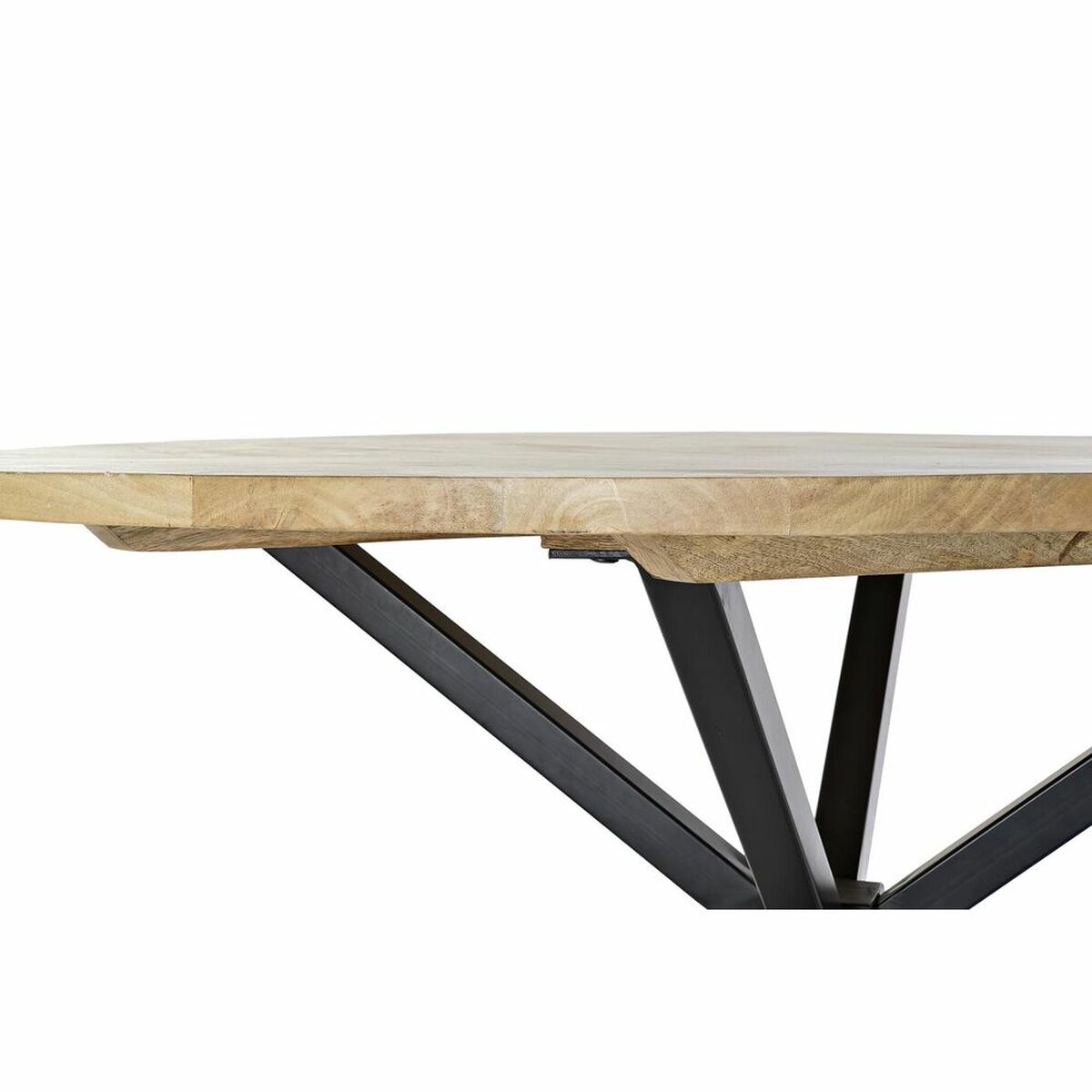 Mesa de Comedor DKD Home Decor 127 x 127 x 75 cm Natural Negro Metal Aluminio Madera de mango 3 S3033761_2