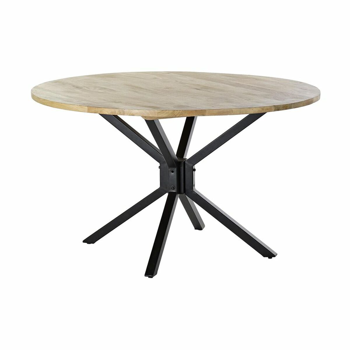 Mesa de Comedor DKD Home Decor 127 x 127 x 75 cm Natural Negro Metal Aluminio Madera de mango 1 S3033761_0