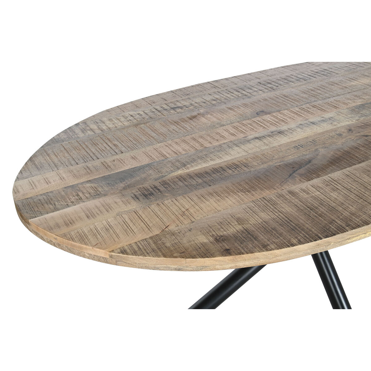 Mesa de Comedor DKD Home Decor Natural Negro Metal Madera de mango 200 x 100 x 76 cm 6 S3044176_5
