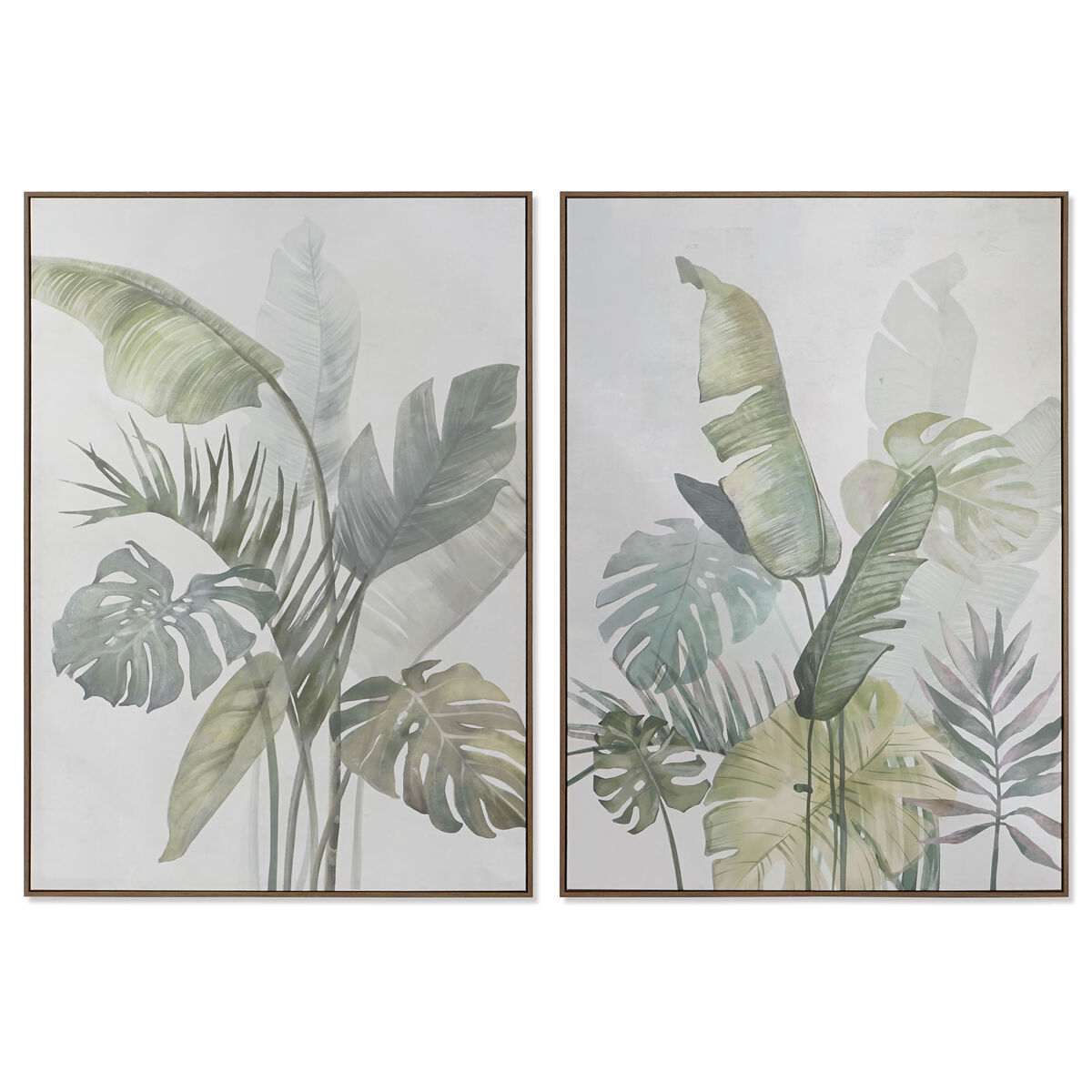 Lienzo DKD Home Decor Blanco Verde Palmeras Tropical 100 x 4 x 140 cm (2 Unidades) 2 S3052795_1
