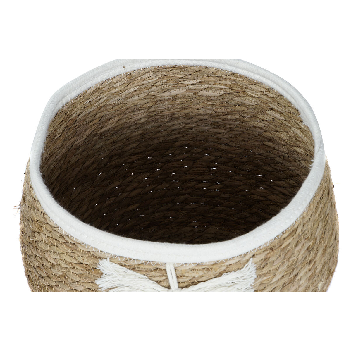 Cesta Decorativa Home ESPRIT Crema Natural Boho 33 x 33 x 27 cm (3 Piezas) 3 S3055760_2