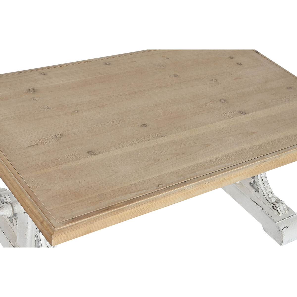 Mesa de Centro Home ESPRIT Blanco Natural Madera de abeto Madera MDF 110 x 65 x 46 cm 2 S3056246_1