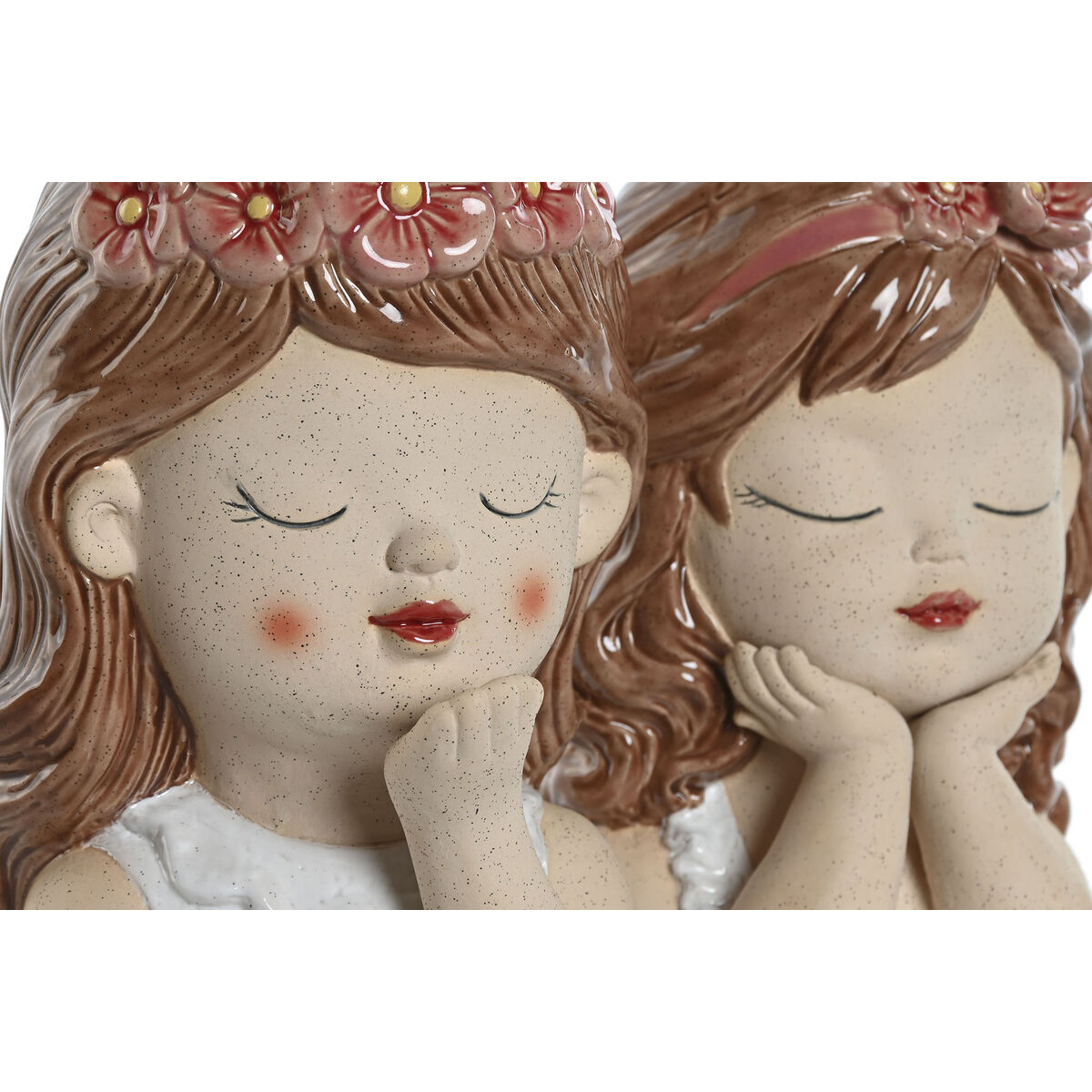 Macetero Home ESPRIT Blanco Beige Rosa Dolomita chica 12 x 14 x 18 cm (2 Unidades) 2 S3057504_1