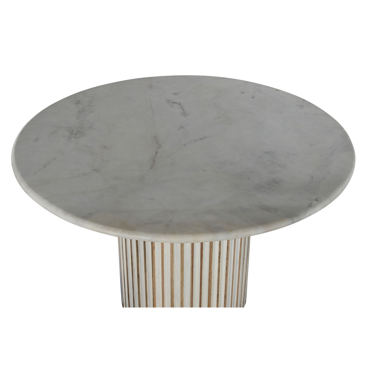 Mesa de Comedor Home ESPRIT Blanco Natural Mármol Madera de mango 120 x 120 x 76 cm 2 S3059611_1