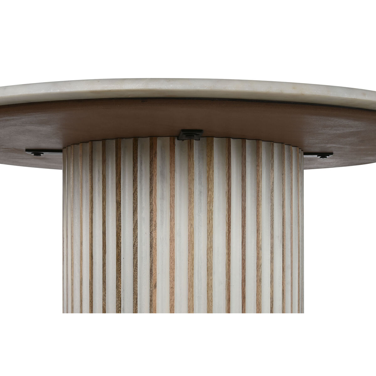 Mesa de Comedor Home ESPRIT Blanco Natural Mármol Madera de mango 120 x 120 x 76 cm 4 S3059611_3