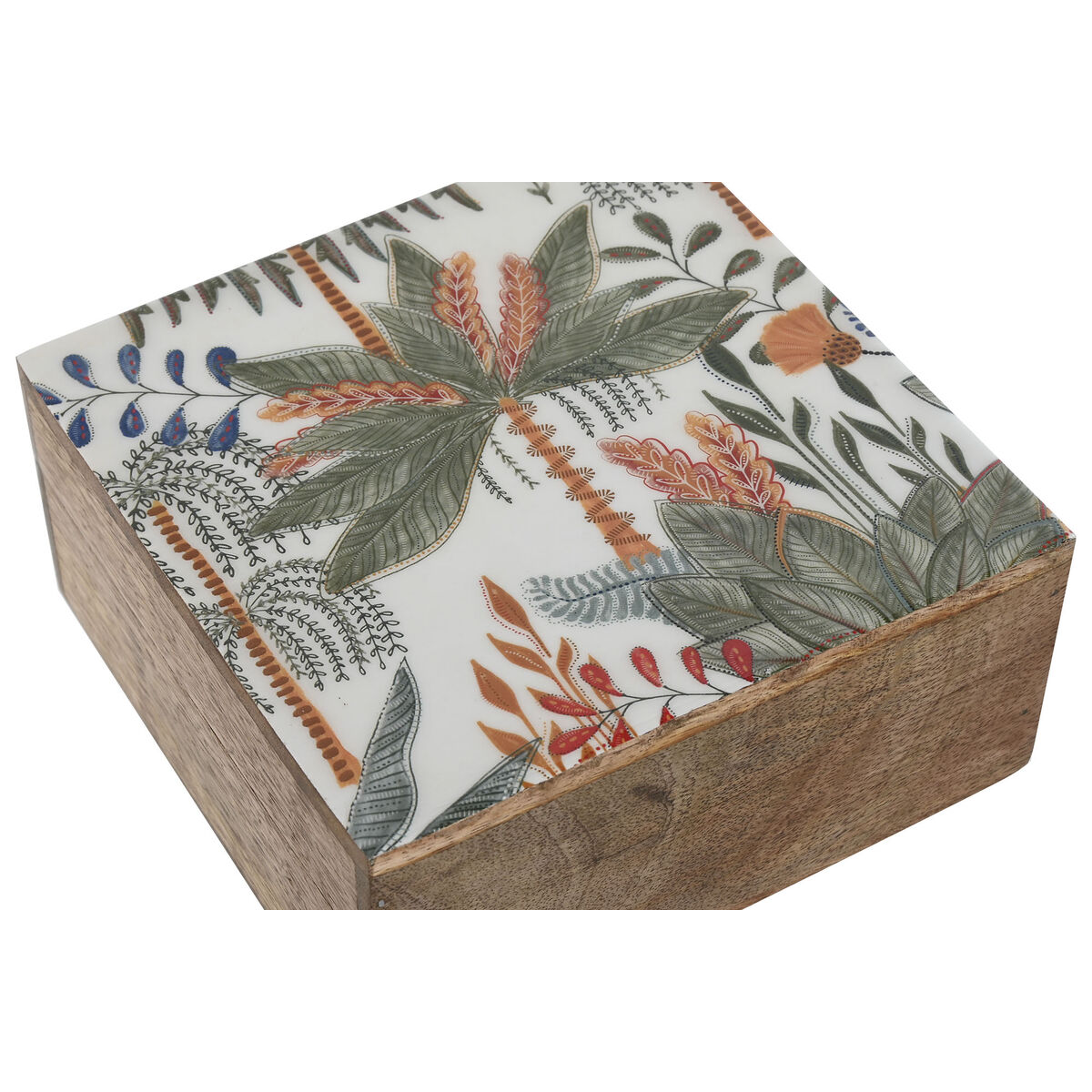 Caja-Joyero Home ESPRIT Verde Naranja Madera de mango 18 x 18 x 9 cm (2 Piezas) 2 S3059725_1