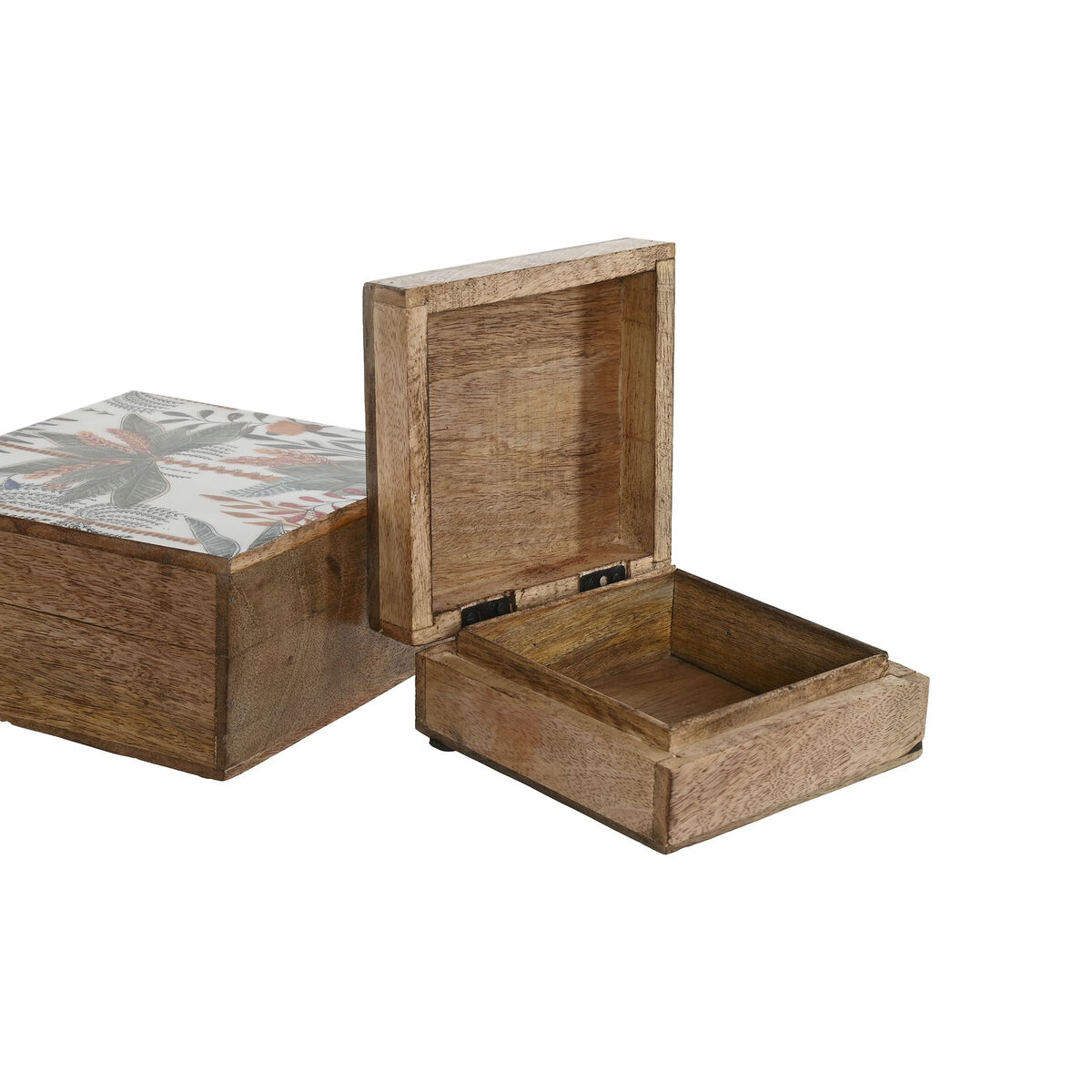 Caja-Joyero Home ESPRIT Verde Naranja Madera de mango 18 x 18 x 9 cm (2 Piezas) 3 S3059725_2