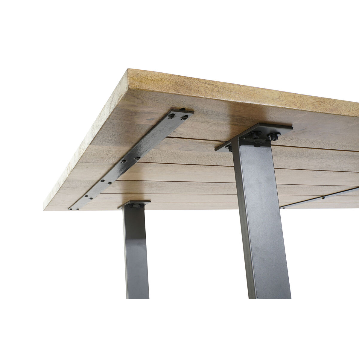 Mesa de Comedor Home ESPRIT Negro Natural Metal Madera de mango 200 x 100 x 76 cm 5 S3059814_4