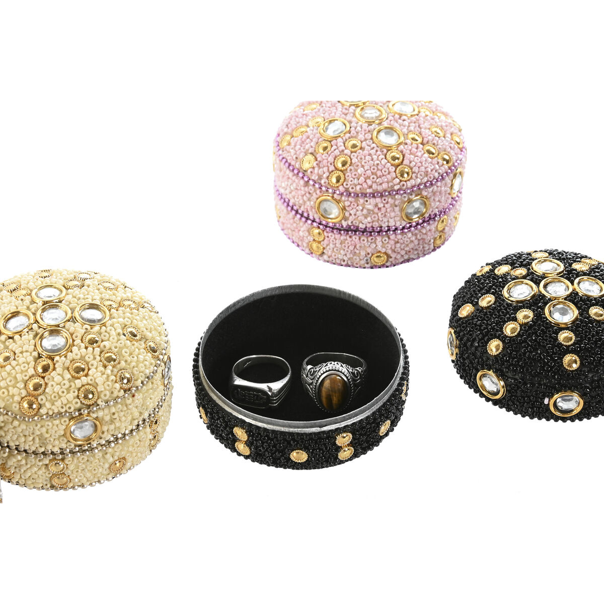 Caja-Joyero Home ESPRIT Amarillo Azul Naranja Rosa Aluminio 7,5 x 7,5 x 5 cm (8 Unidades) 5 S3059653_4