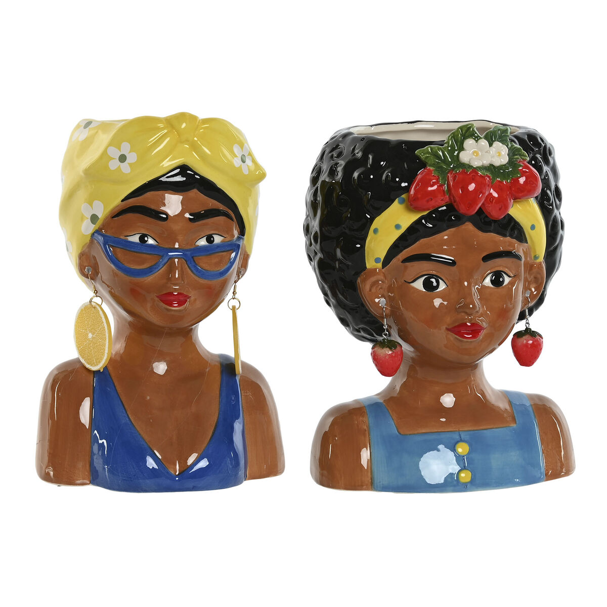 Macetero Home ESPRIT Multicolor Dolomita Urbano 16 x 13 x 24 cm (2 Unidades) 1 S3059743_0