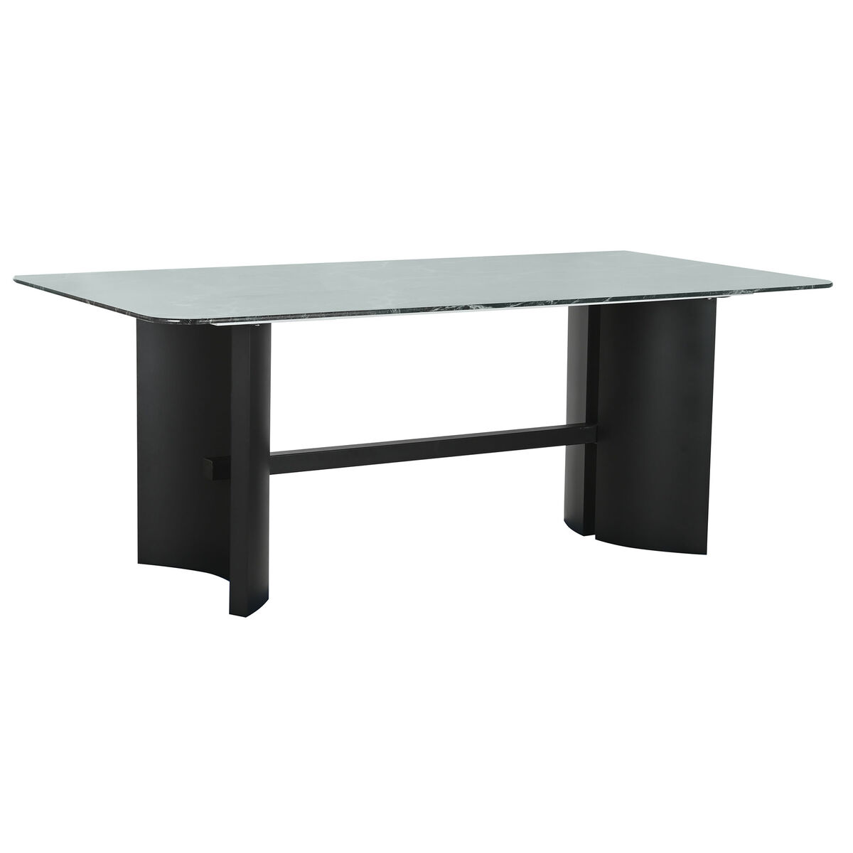 Mesa de Comedor Home ESPRIT Negro Verde Metal Cristal Templado 200 x 100 x 76 cm 1 S3059023_0