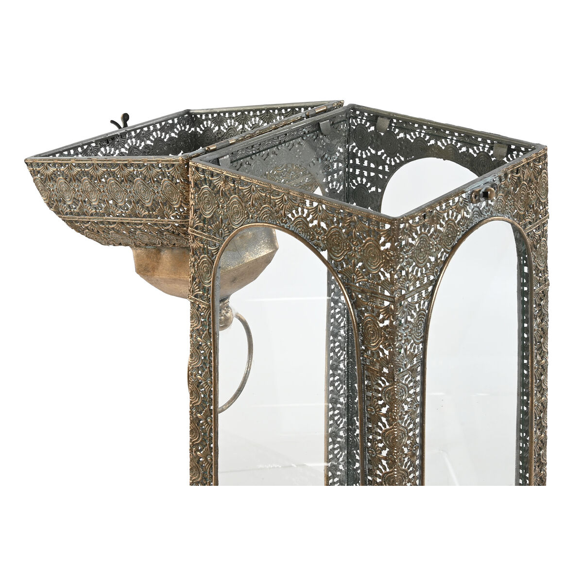 Farol Home ESPRIT Dorado Metal Cristal Árabe Decapé 20 X 20 X 56 cm (2 Piezas) 2 S3059291_1