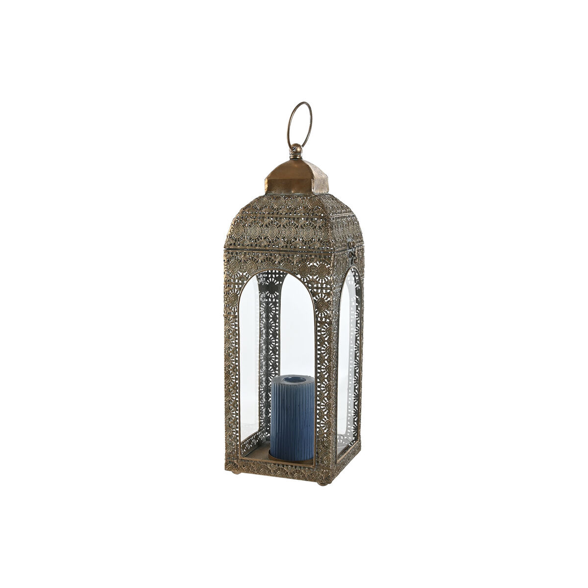 Farol Home ESPRIT Dorado Metal Cristal Árabe Decapé 20 X 20 X 56 cm (2 Piezas) 3 S3059291_2
