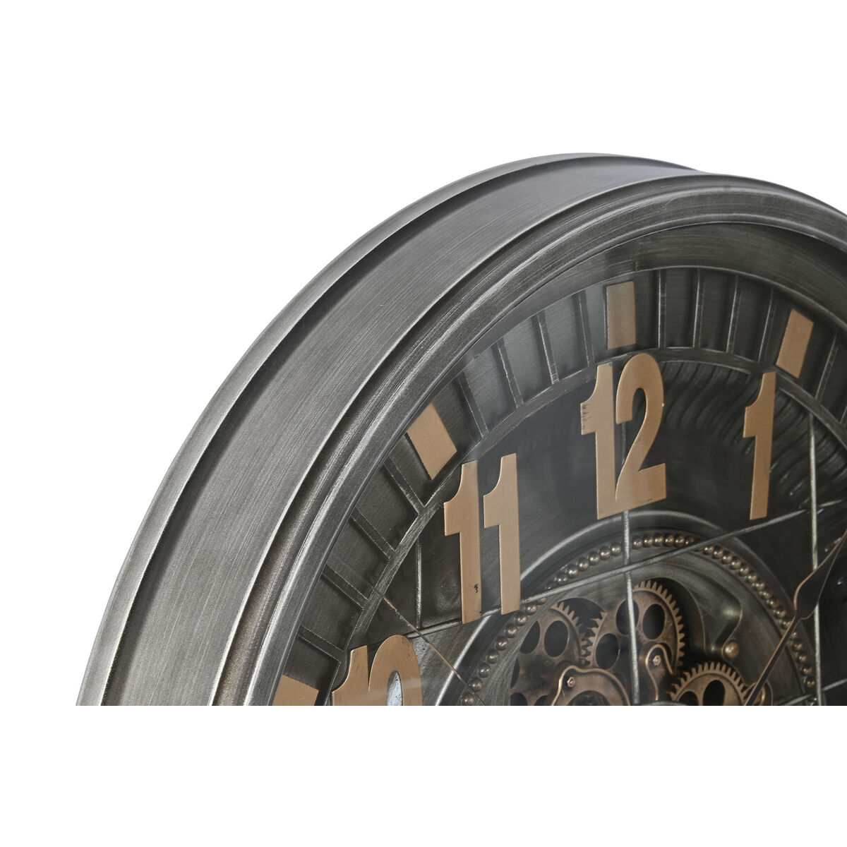 Reloj de Pared Home ESPRIT Dorado Plateado Cristal Hierro Vintage 66,5 x 8,5 x 66,5 cm 2 S3060566_1