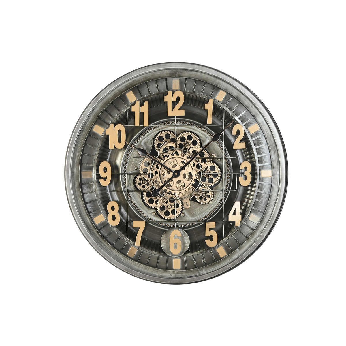 Reloj de Pared Home ESPRIT Dorado Plateado Cristal Hierro Vintage 66,5 x 8,5 x 66,5 cm 1 S3060566_0
