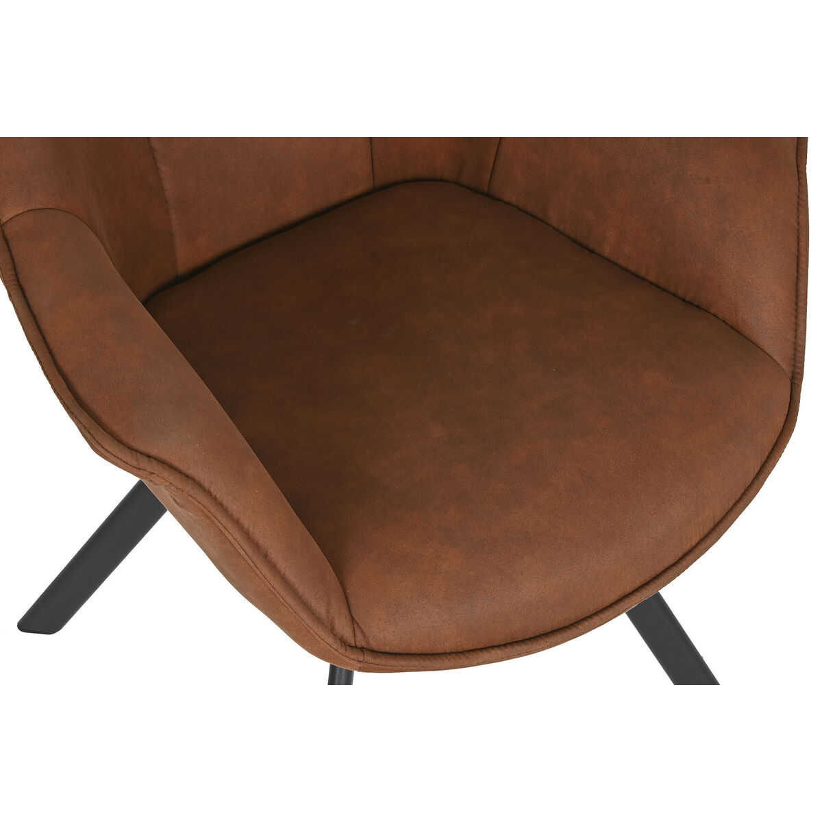 Silla de Comedor Home ESPRIT Negro Camel Metal Microfibra 64 x 67 x 85 cm 67 x 64 x 83 cm 4 S3060624_3