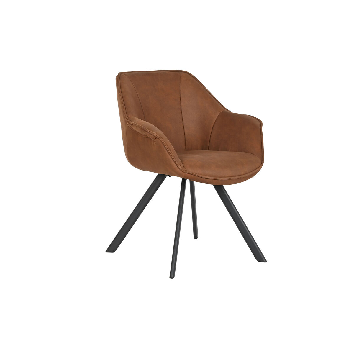 Silla de Comedor Home ESPRIT Negro Camel Metal Microfibra 64 x 67 x 85 cm 67 x 64 x 83 cm 1 S3060624_0