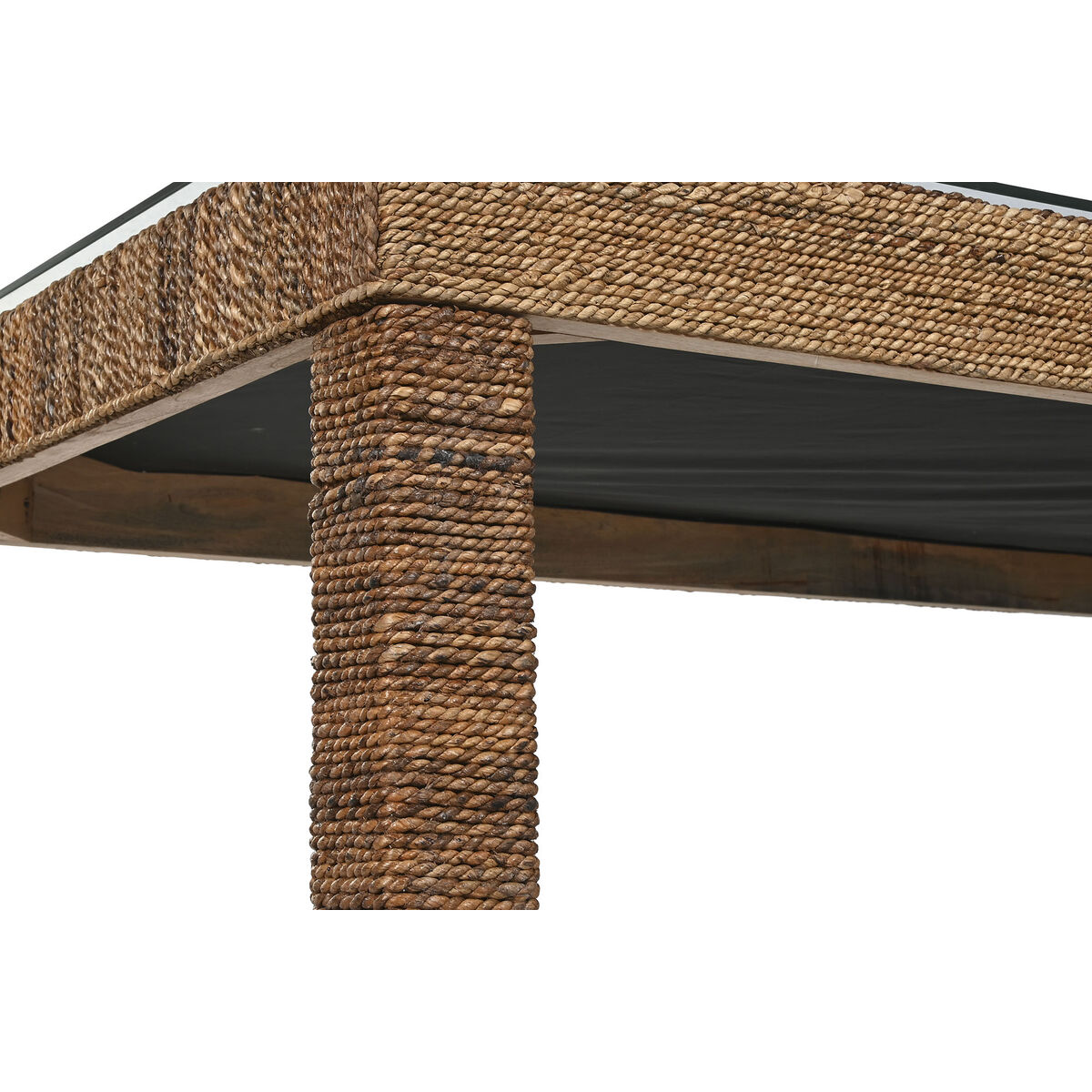 Mesa de Comedor Home ESPRIT Natural Cristal Templado Fibra madera de teca 180 x 90 x 77 cm 4 S3061529_3