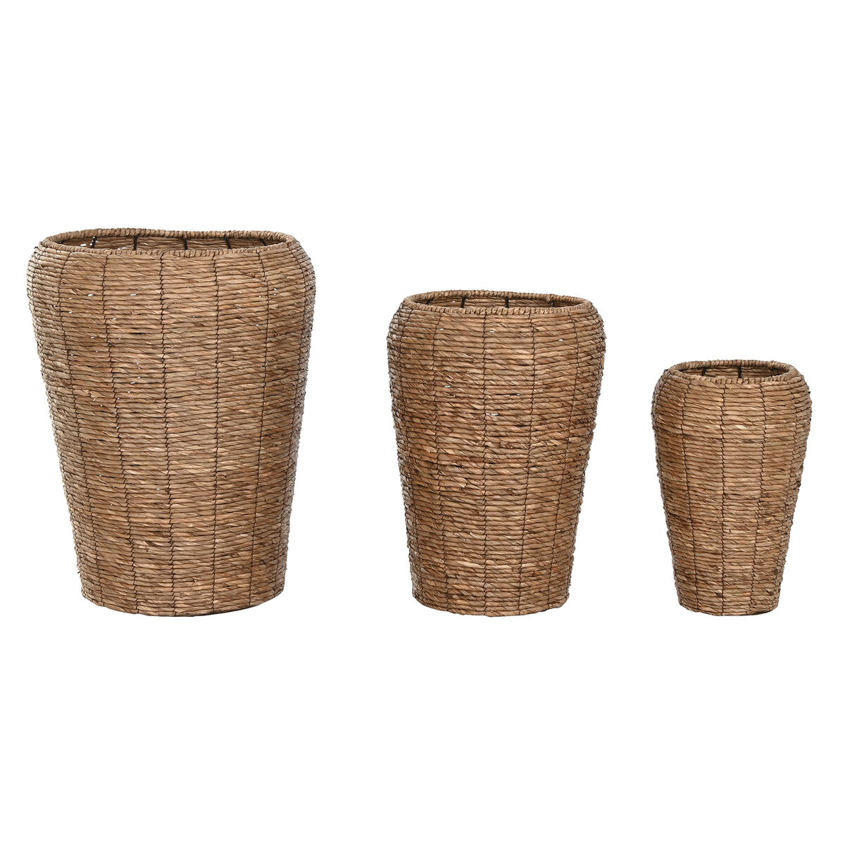 Macetero Home ESPRIT Marrón Metal Fibra Urbano 44 x 44 x 60 cm (3 Piezas) 2 S3060930_1