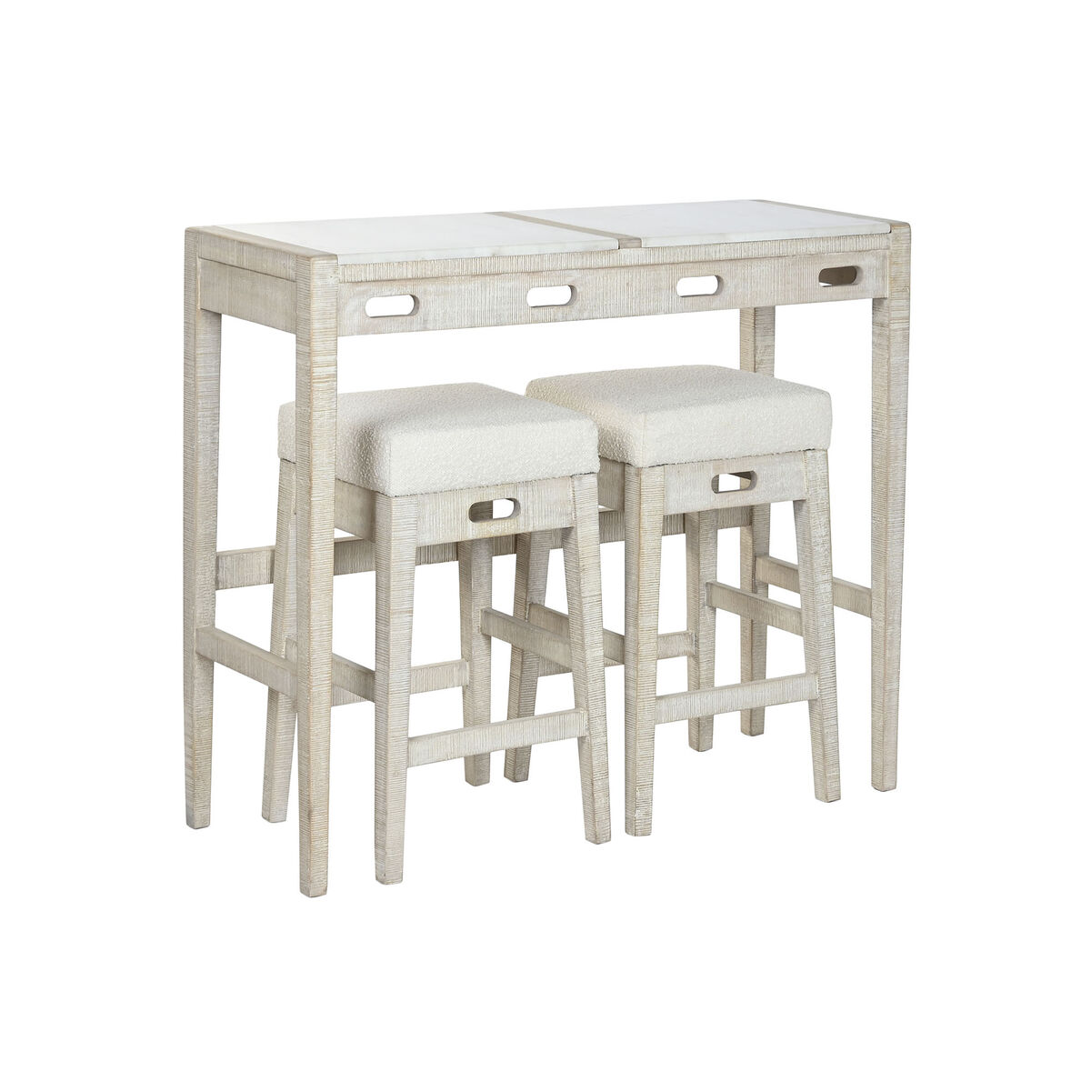Conjunto de Mesa con Sillas Home ESPRIT Blanco Natural 112 x 40 x 96 cm 1 S3060903_0