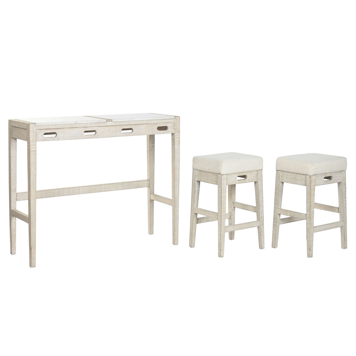 Conjunto de Mesa con Sillas Home ESPRIT Blanco Natural 112 x 40 x 96 cm 2 S3060903_1