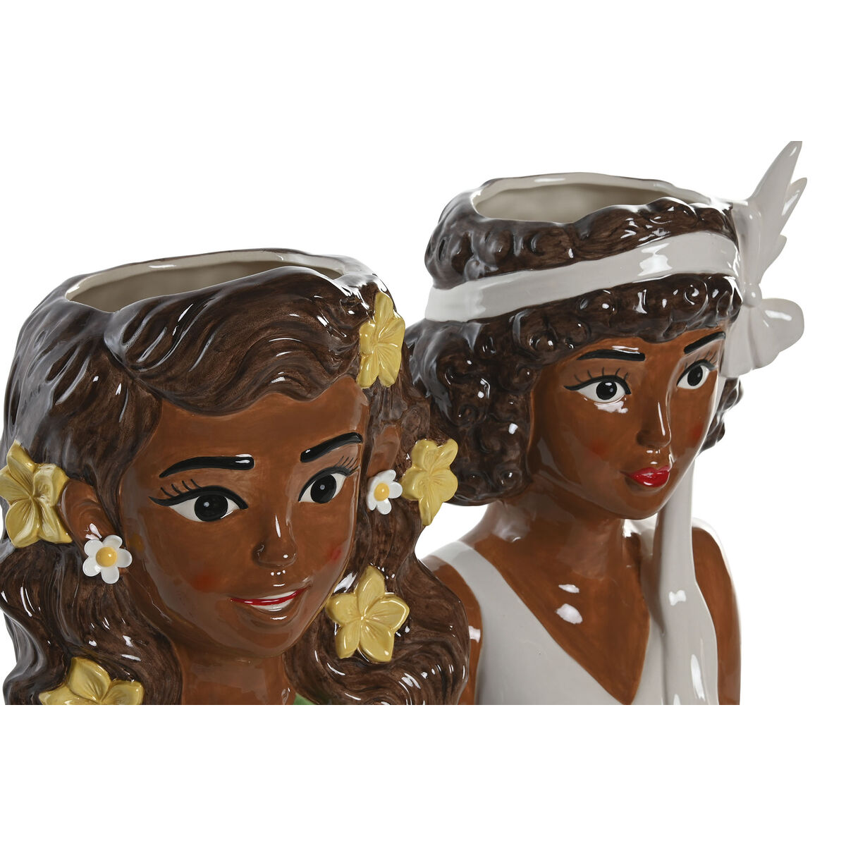 Macetero Home ESPRIT Blanco Verde Cerámica Urbano 2 S3061390_1