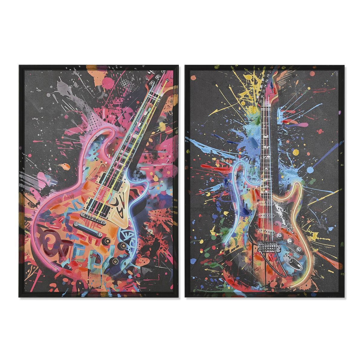 Cuadro Home ESPRIT Negro Guitarra Loft 63 x 3,7 x 93 cm (2 Unidades) 2 S3060778_1