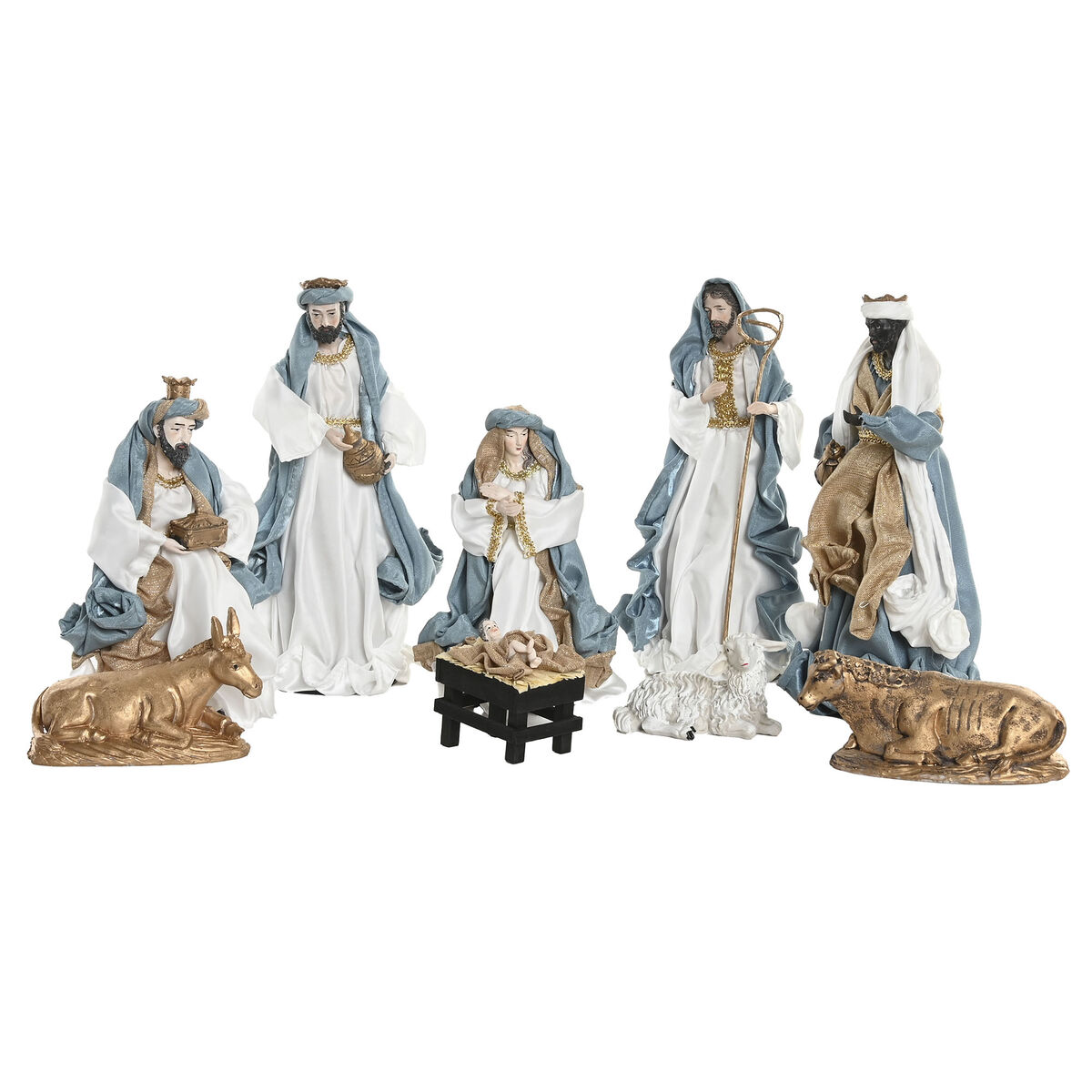 Belén de Navidad Home ESPRIT Azul Blanco 20 x 15 x 30 cm (9 Piezas) 5 S3062192_4