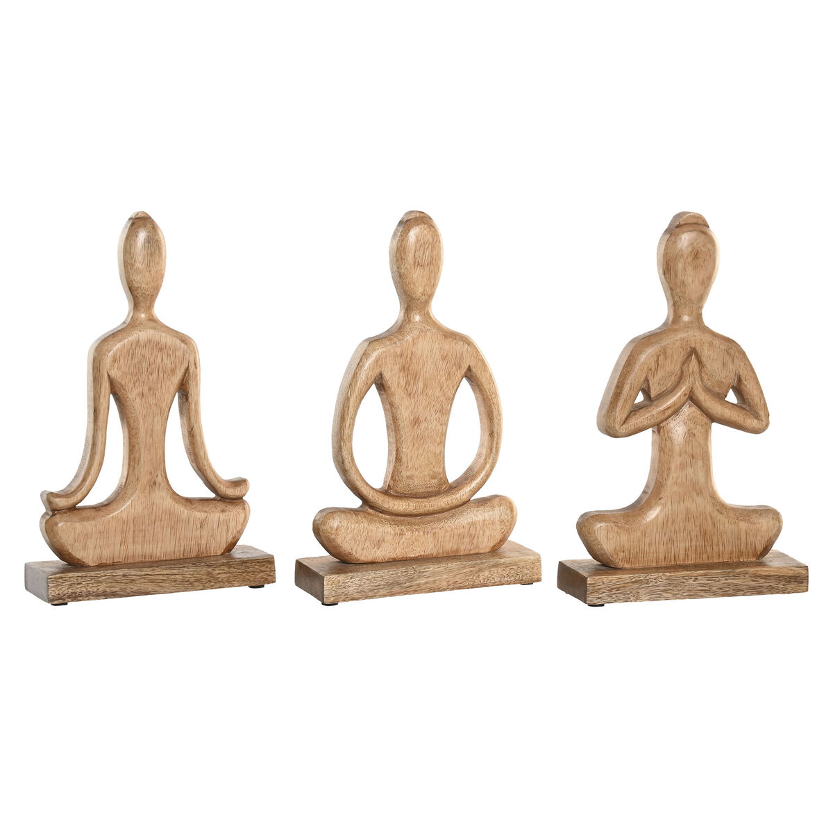 Figura Decorativa Home ESPRIT Marrón claro Natural Yoga Árabe 17,7 X 6 X 28,5 CM (3 Unidades) 1 S3062029_0