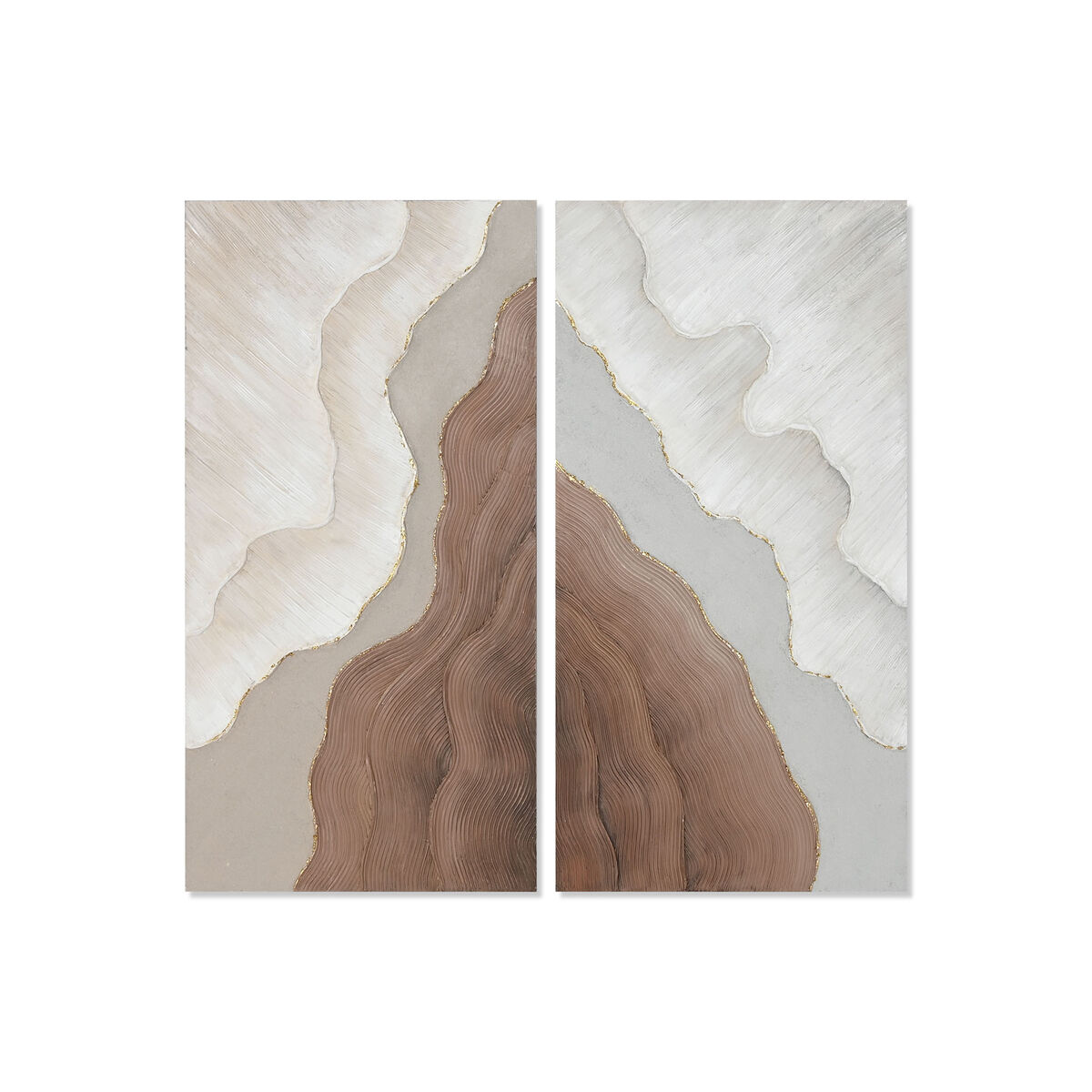 Lienzo Home ESPRIT Blanco Marrón Abstracto Escandinavo 50 x 3 x 100 cm (2 Unidades) 1 S3061862_0