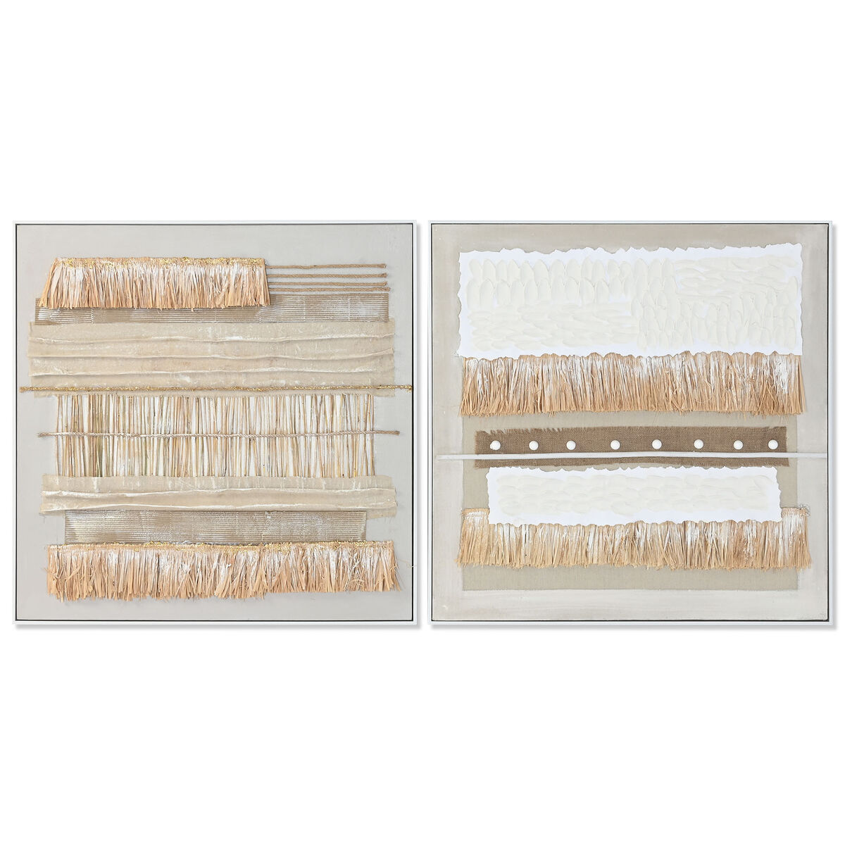 Lienzo Home ESPRIT Blanco Natural Boho 82 x 4,5 x 82 cm (2 Unidades) 1 S3061864_0