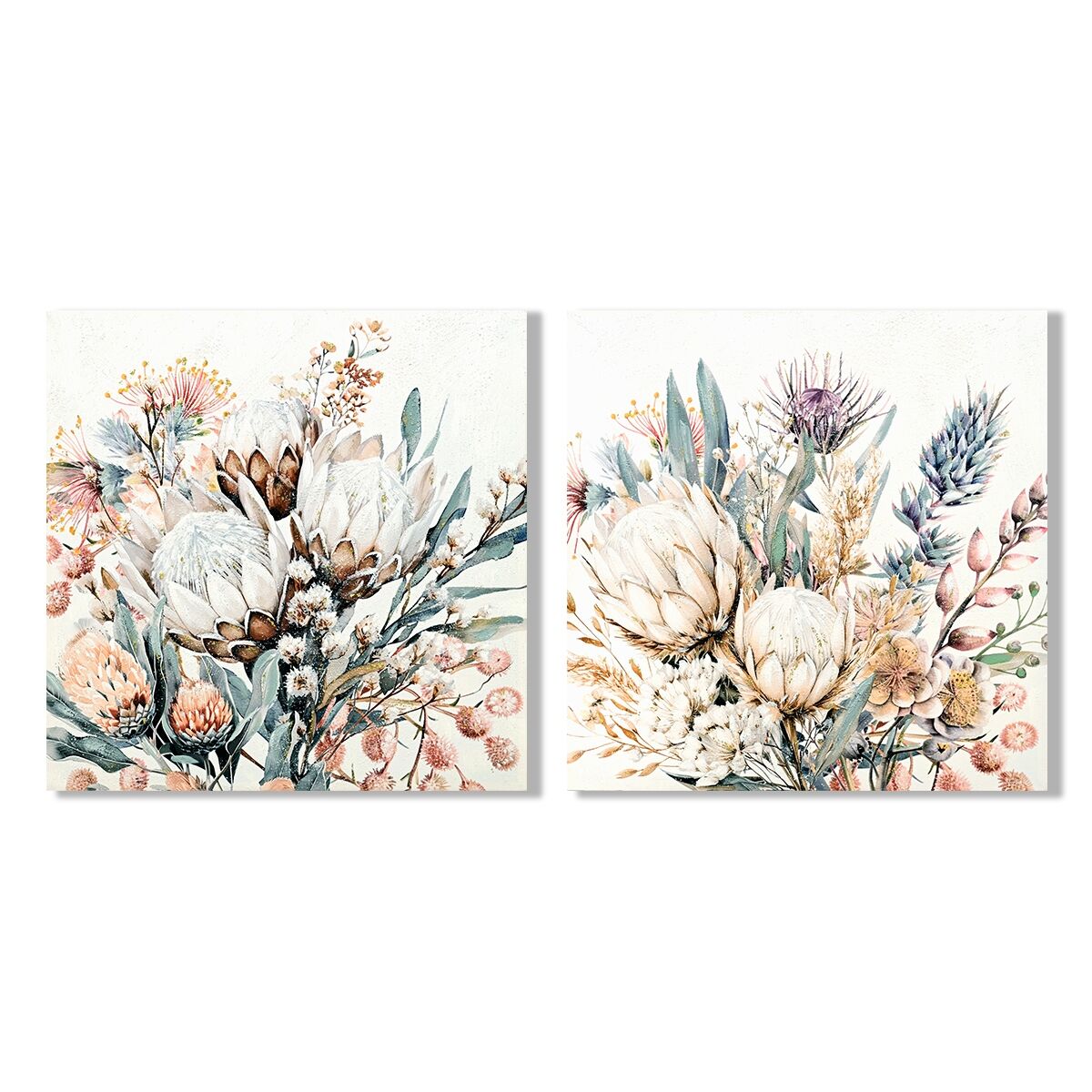 Lienzo Home ESPRIT Flores Shabby Chic 80 x 3 x 80 cm (2 Unidades) 1 S3061872_0
