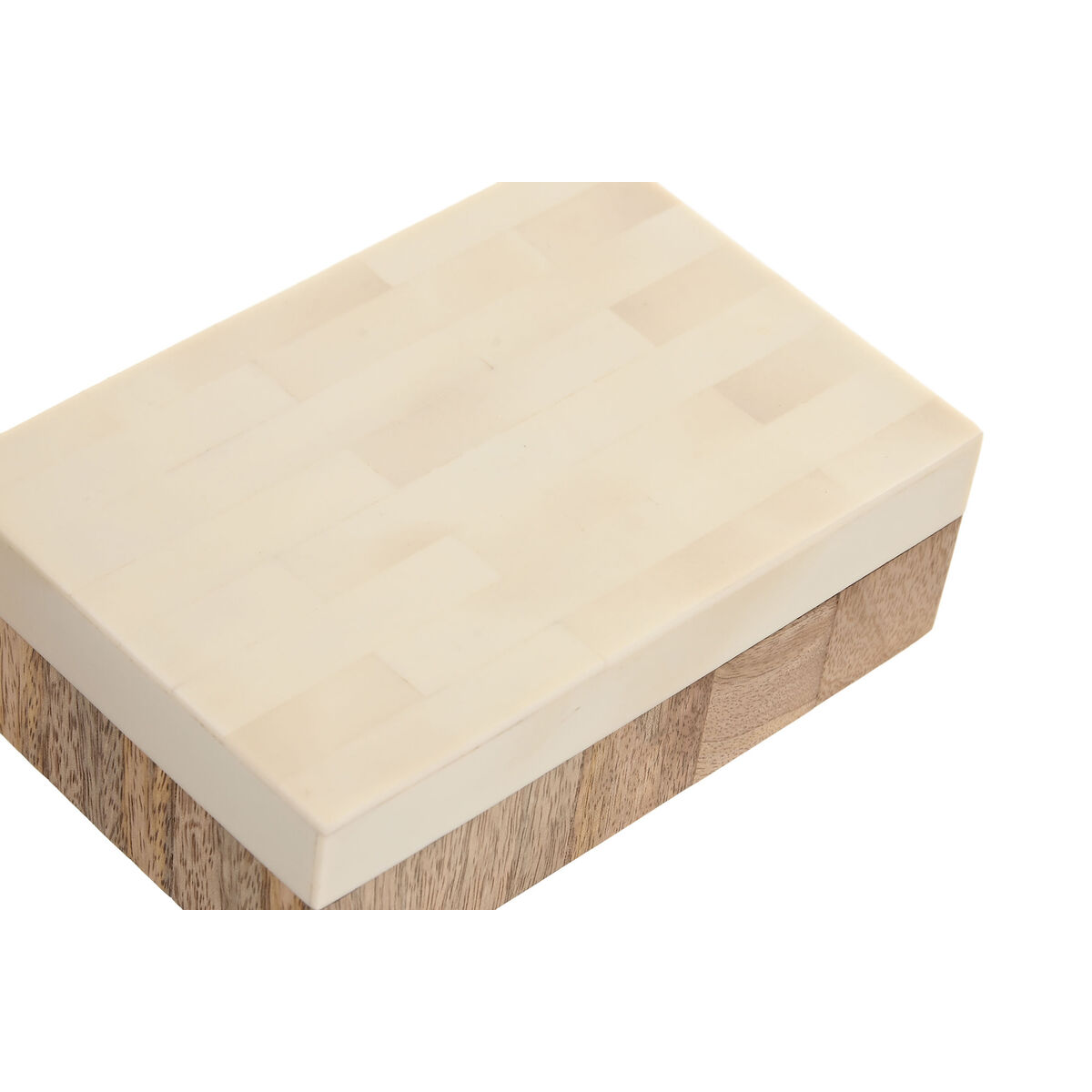 Caja-Joyero Home ESPRIT Blanco Natural Resina Madera de mango 18 x 13 x 7,5 cm (2 Piezas) 2 S3062107_1
