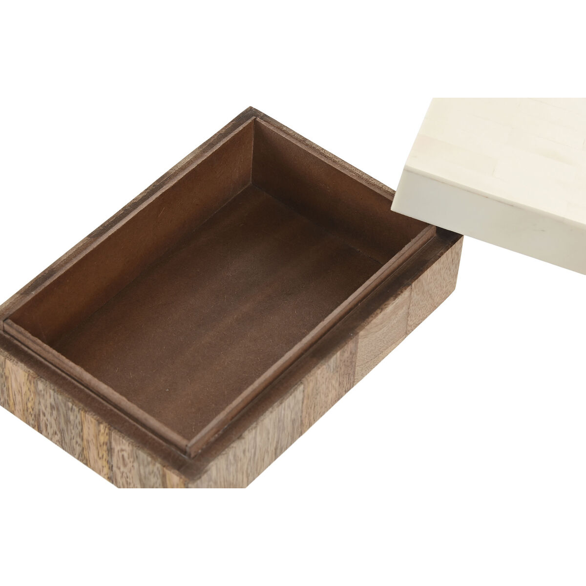 Caja-Joyero Home ESPRIT Blanco Natural Resina Madera de mango 18 x 13 x 7,5 cm (2 Piezas) 3 S3062107_2