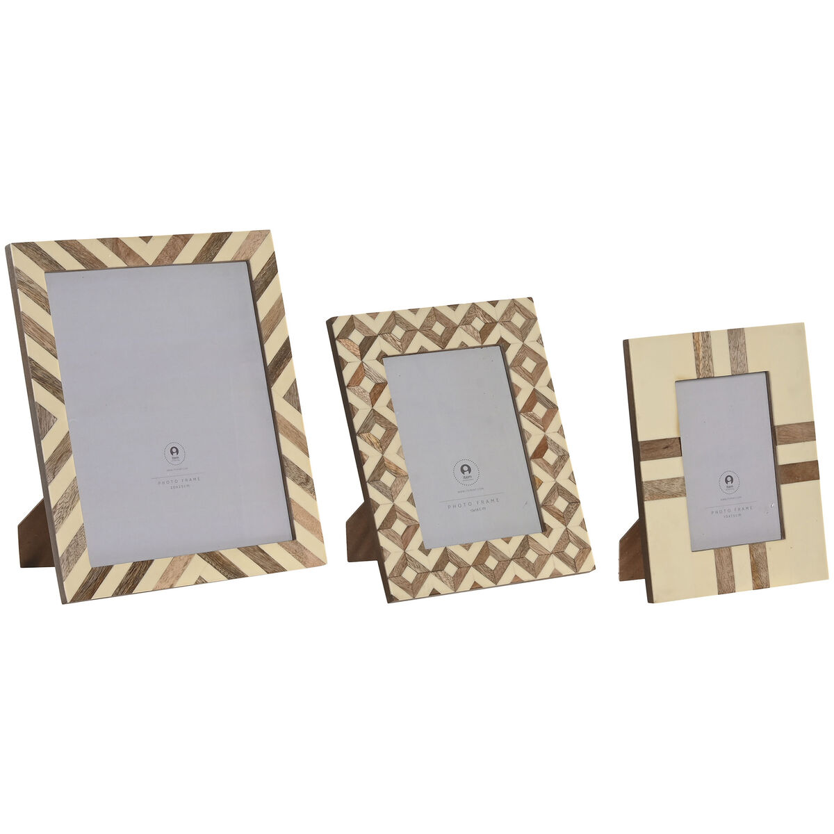 Marco de Fotos Home ESPRIT Blanco Natural Resina Hueso Moderno (3 Unidades) 1 S3062113_0