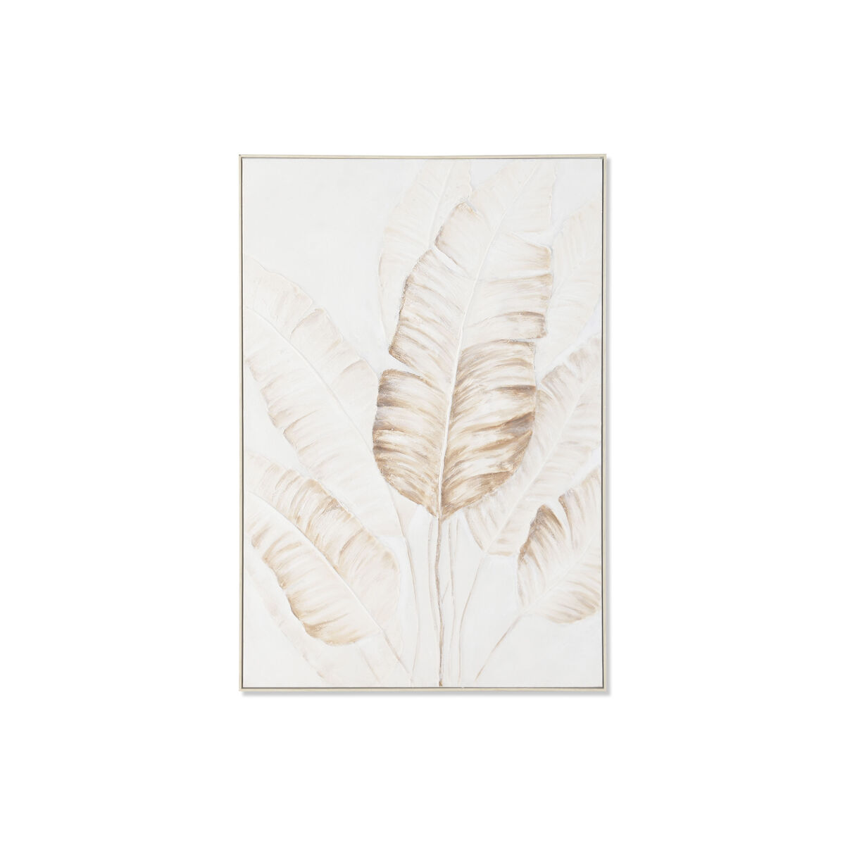Lienzo Home ESPRIT Blanco Beige Hojas Escandinavo 102,5 X 5,5 X 152,5 CM 1 S3062122_0