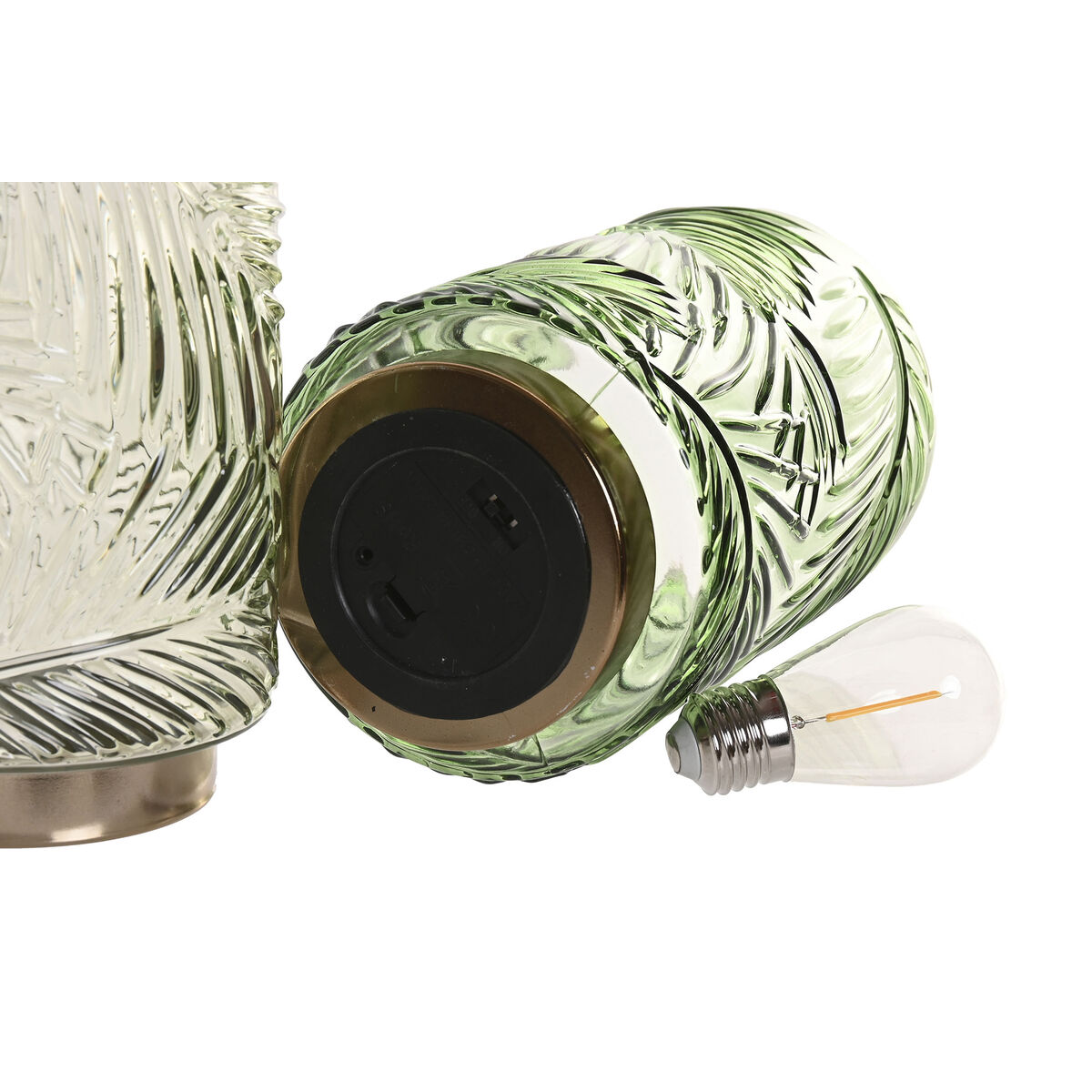 Decoración luminosa Home ESPRIT Metal Cristal Tropical 12 x 12 x 20 cm (2 Unidades) 4 S3062616_3