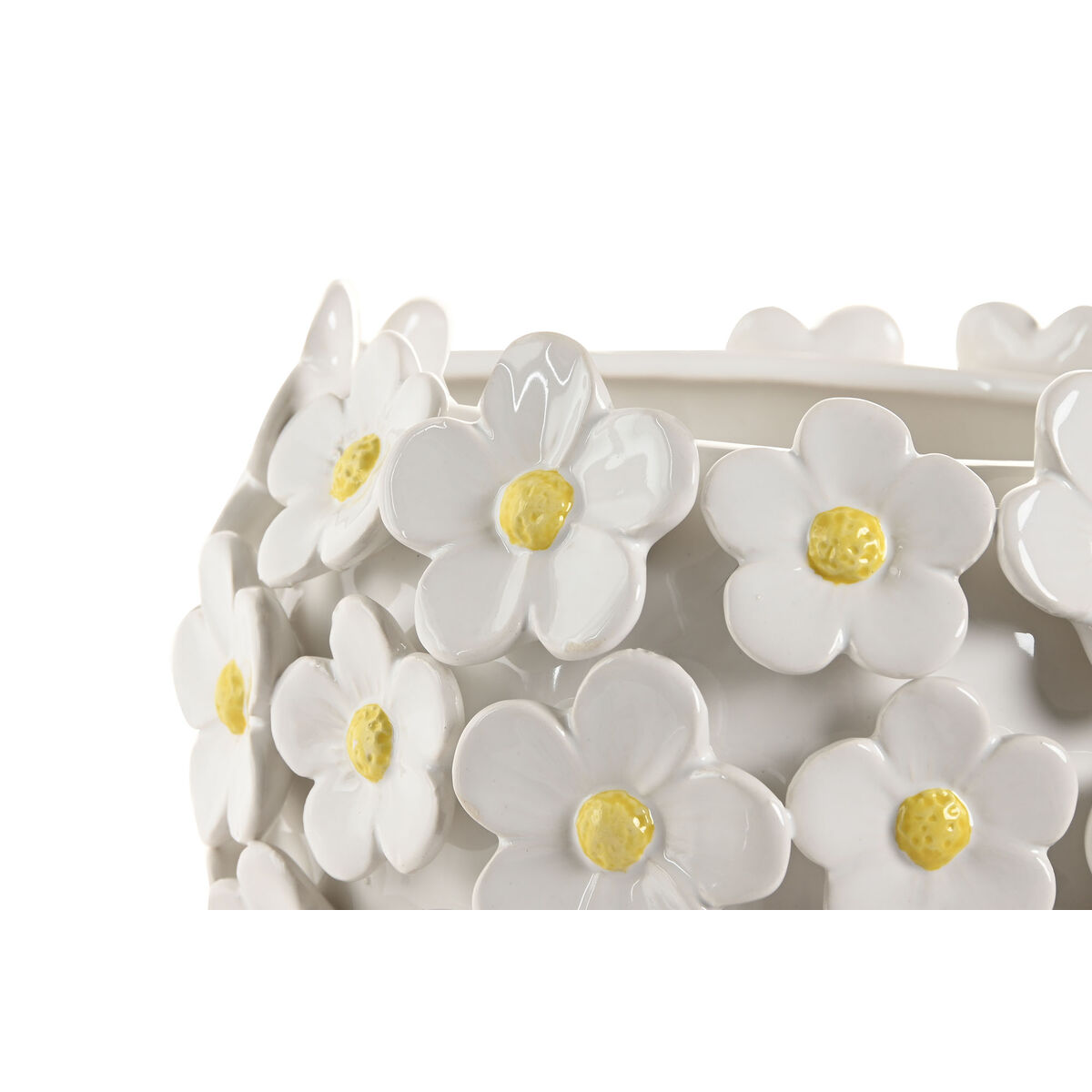 Jarrón Home ESPRIT Amarillo Blanco Cerámica Shabby Chic 21 x 21 x 18 cm 2 S3063152_1