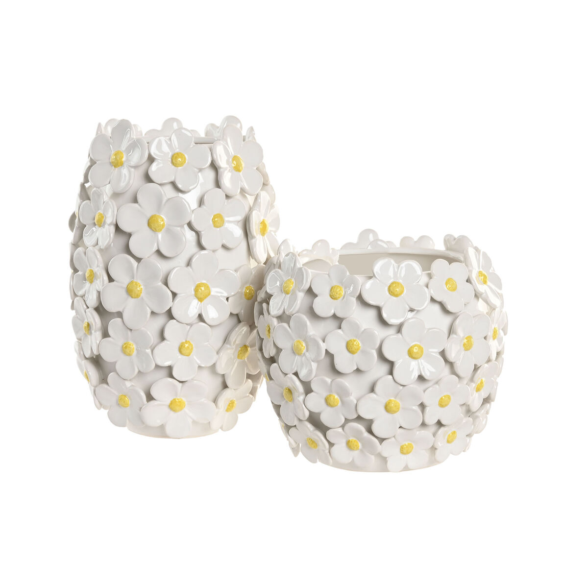 Jarrón Home ESPRIT Amarillo Blanco Cerámica Shabby Chic 21 x 21 x 18 cm 4 S3063152_3