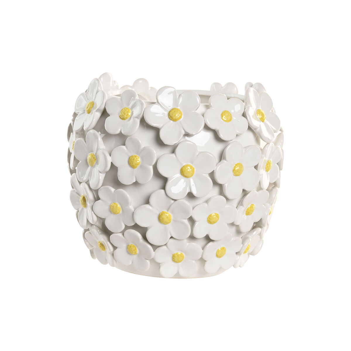 Jarrón Home ESPRIT Amarillo Blanco Cerámica Shabby Chic 21 x 21 x 18 cm 1 S3063152_0