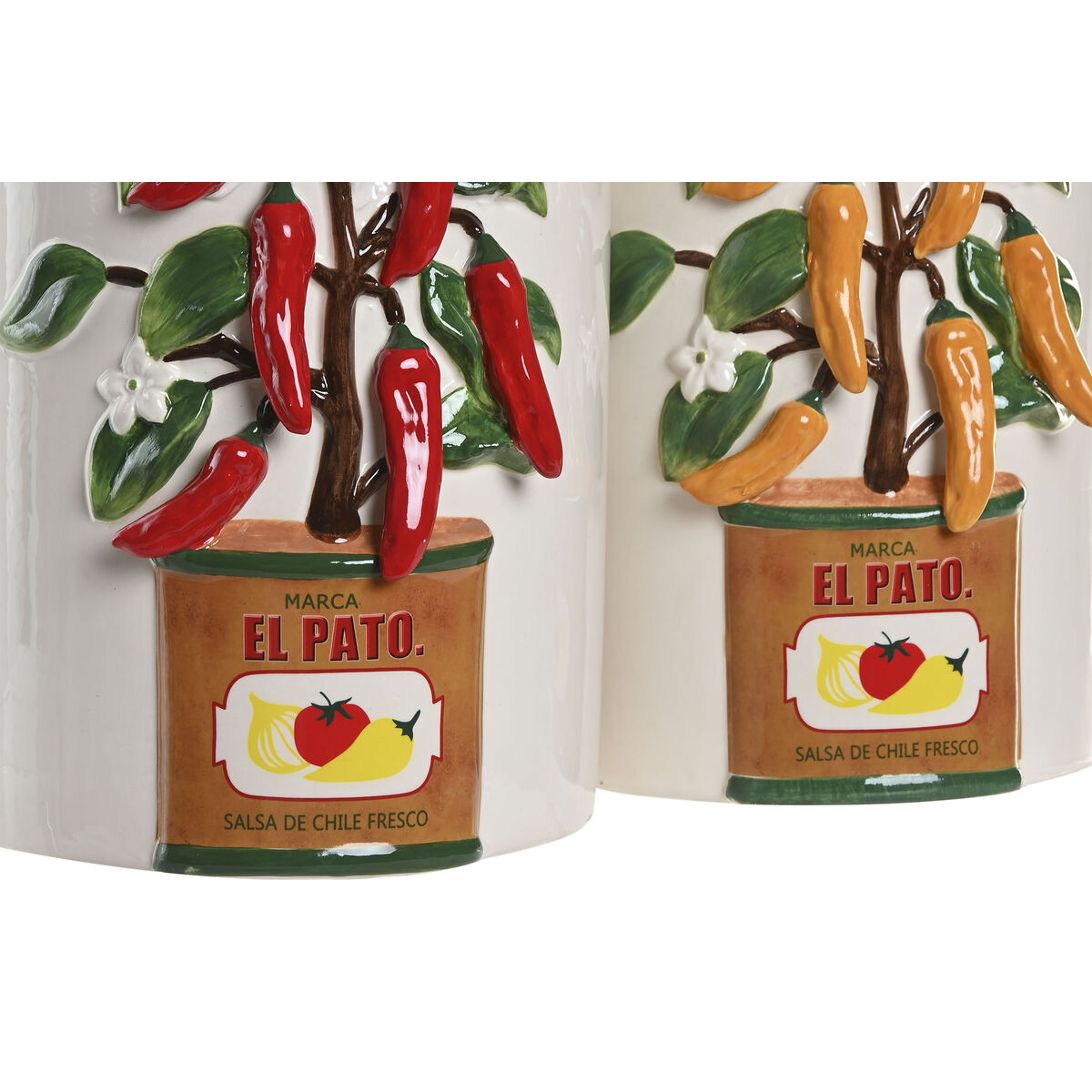 Jarrón Home ESPRIT Blanco Rojo Verde Cerámica Urbano Pimiento 22 x 22 x 28 cm (2 Unidades) 2 S3063158_1