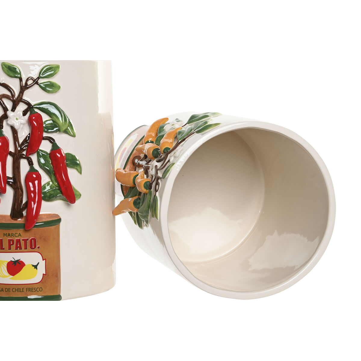 Jarrón Home ESPRIT Blanco Rojo Verde Cerámica Urbano Pimiento 22 x 22 x 28 cm (2 Unidades) 3 S3063158_2
