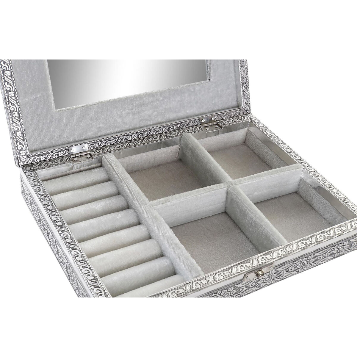 Caja-Joyero Home ESPRIT Plateado Natural Madera Aluminio 27,5 x 20 x 5,4 cm 2 S3062269_1