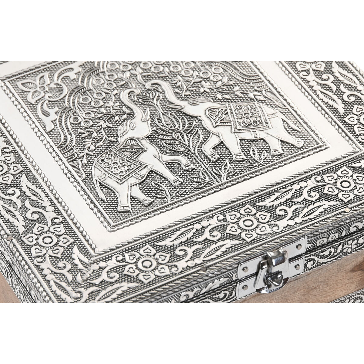 Caja-Joyero Home ESPRIT Plateado Natural Madera Aluminio 18 x 18 x 6 cm 4 S3062270_3