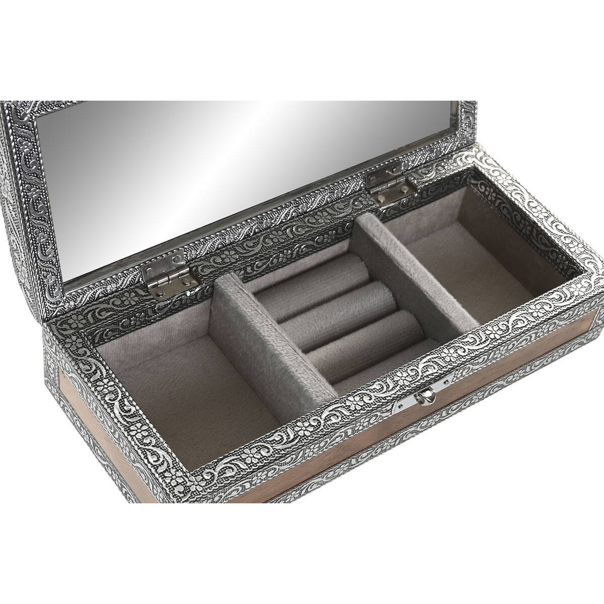 Caja-Joyero Home ESPRIT Plateado Natural Madera Aluminio 22,5 x 10 x 6,5 cm 2 S3062271_1