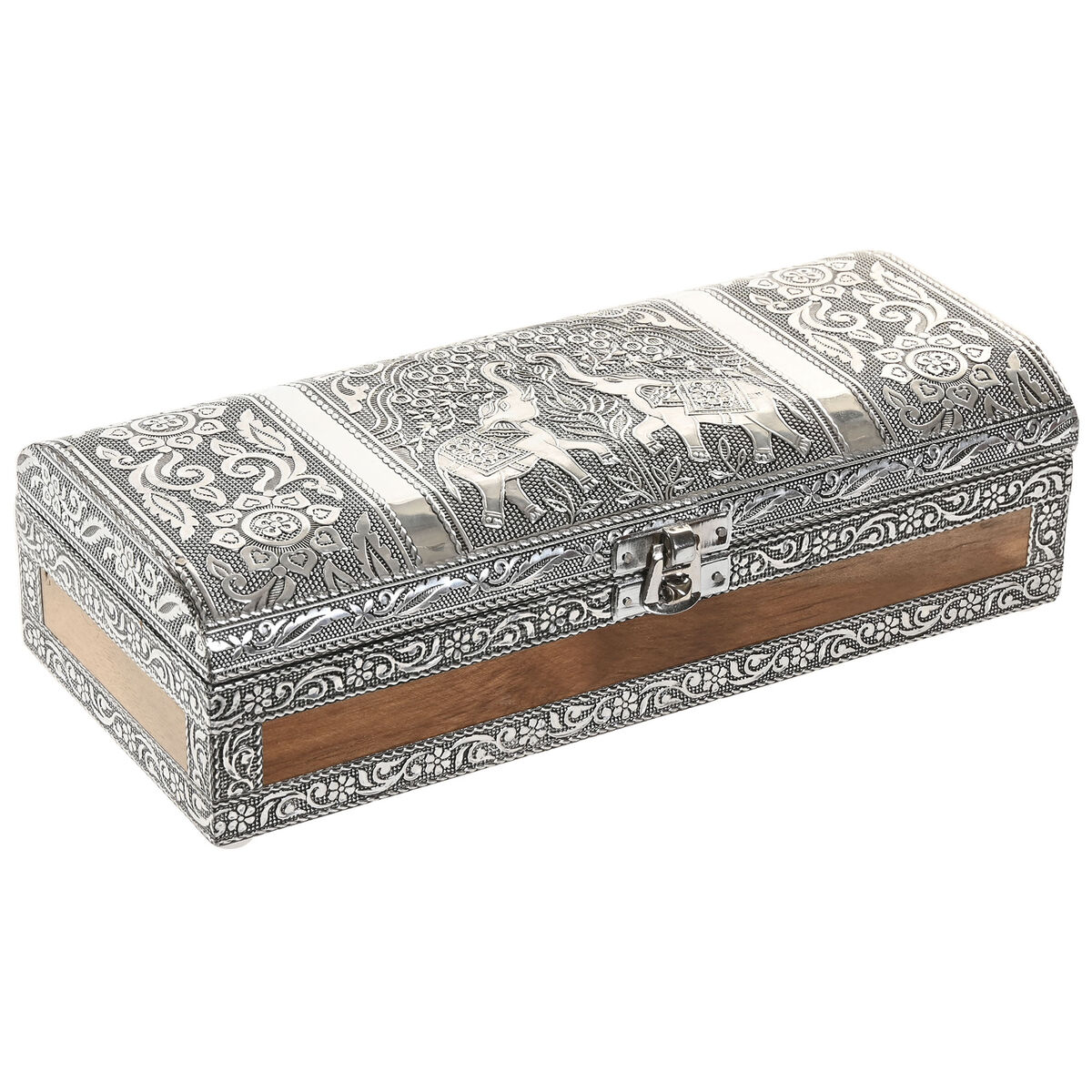 Caja-Joyero Home ESPRIT Plateado Natural Madera Aluminio 22,5 x 10 x 6,5 cm 3 S3062271_2